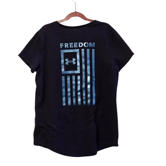 NWOT BUNDLE of 3- Under Armour Girls UA Freedom Flag Foil T-Shirt - Youth XLarge